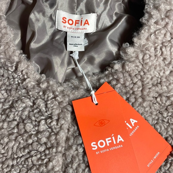 Sofia Jeans by Sofia Vergara Faux Shearling Jacket Taupe Mauve small - Picture 5 of 7